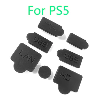 1 zestaw Konsoli do Gier PS5 Akcesoria Części zamienne Czarne Silikonowe Osłony Zaślepki Zestaw USB PROGRAM Interfejs Ochrona przeciwpyłowa Pyłoszczelna Wtyczka