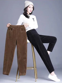 Aksamitne Damskie Spodnie Damskie Ciepłe i Miękkie Zimowe Spodnie z Wysokim Stanem, Luźne Ciepłe Spodnie 2022, Nowość Zimy