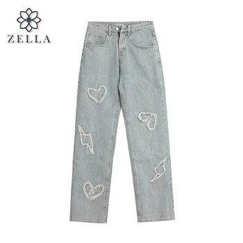 Damskie Jeansy Vintage Denim Spodnie Proste Spodnie Koreańskiej Wysoka Talia Moda Damska Harajuku Ins Uliczne Oversize Szerokie Dżinsy