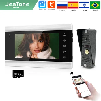 Jeatone Tuya smart phone7 'WIFI bezprzewodowy wideodomofon wyzwaniem dla domowego Monitora domofon domofon z kamerą Odkryty