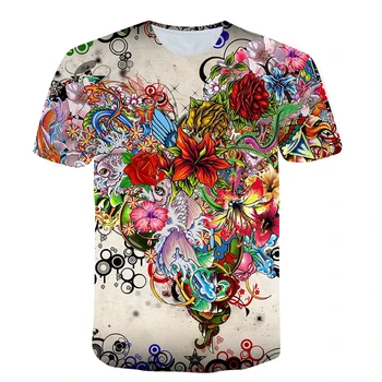 Letnie Nowe Modne Męskie Koszulki Z Kwiatów Motyle, Grafika 3D, Modne t-Shirty w stylu hip-hop z Nadrukiem dla Mężczyzn, Top z Krótkim Rękawem