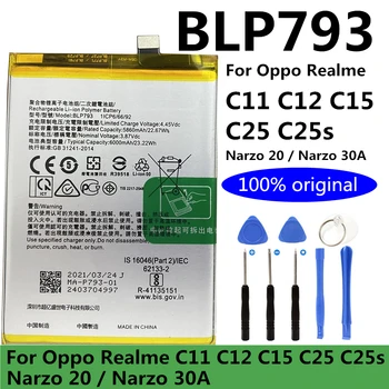 Nowy Oryginalny 6000 mah BLP793 Bateria do Oppo Realme C11 C12 C15 C25 C25s Narzo 20/Narzo 30A Wymiana Baterii Telefonu komórkowego