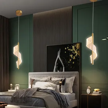 Stolik nocny do sypialni Wisząca Akrylowa Spirala nowoczesne proste skandynawskie luksusowe lampy wiszące salon tło wisząca wisząca