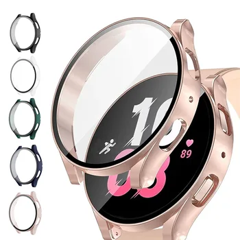 Szkło + Etui do Samsung Galaxy watch 5 44 mm 40 mm Akcesoria PC uniwersalny antypoślizgowe zderzak + folia Ochronna dla ekranu Galaxy watch5