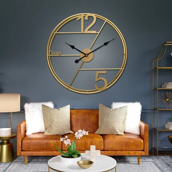Złote Zegar Ścienny Nowoczesny Wielki Zegar Ścienny Zegar Do Salonu Skandynawski Kreatywne Tło Ścienne Dekoracyjne Zegar Ciche Zegar Ścienny