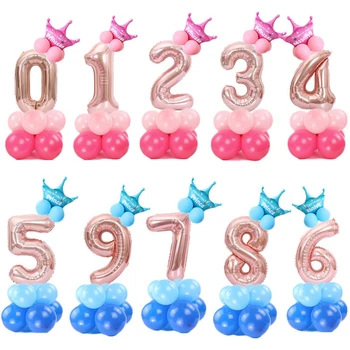 1 Zestaw Ilość Balonów Folia Cyfrowy z Koroną Balon Ślub Urodziny Dekoracje na Imprezę Dla Dzieci, Chłopak, Dziewczyna Baby Shower Ballon
