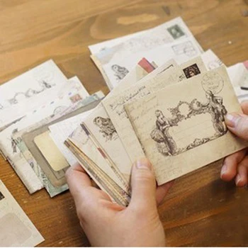 12 szt./kpl. Vintage Mini-Koperta Opakowanie na Prezent DIY Narzędzie Kartkę z Życzeniami Okładka Pudełko Ozdobne litery