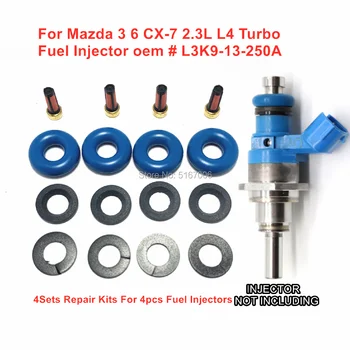 4 zestawy/16 szt. Zestawy do naprawy wtryskiwacza paliwa GDI dla Mazda 3 6 CX-7 2.3 L L4 Turbo L3K9-13-250A E7T20171 (2007-2012) AY-RKG901
