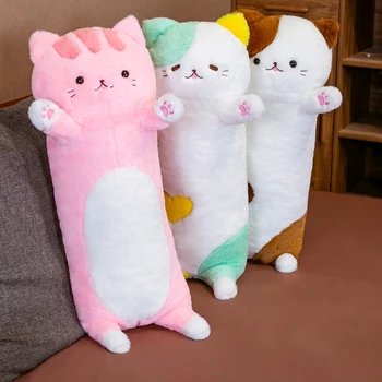 80 cm Kawaii 3 Kolory Kot Poduszka Pluszowe Zabawki Miękkie Biurowe Poduszka Do Spania Łóżko Poduszka Do Snu Wystrój Domu Prezent Lalka dla Dzieci Dziewczyna