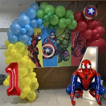 91 szt. 3D Marvel Spider-man Iron Man Фольгированные Balony Avengers Bohater Z Okazji Urodzin Dekoracji Na Imprezę baby Shower Dzieci Balony