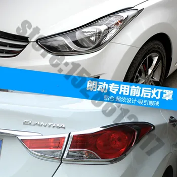 ABS Chrom Przód + Tył Tylna pokrywa reflektor Nakładka Reflektor przeciwmgłowy Pokrywa Lampy Nakładka Do Hyundai Elantra AVANTE I35 2012 ~ 2016