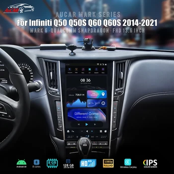 AuCAR MARK 6 Tesla Styl Android radioodtwarzacz radio Dla Infiniti Q50 Q50S Q60 Q60S Nawigacja GPS 13,6 cali Android samochodowy stereo..