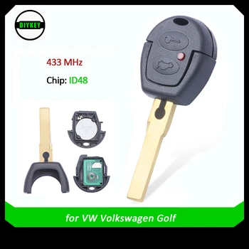 DIYKEY OEM 2 Przyciski Oryginalny Głowy klucz do VW 433 Mhz z Wymianą chipa ID48 Samochodowy Zdalny Inteligentny Pilot Vw Golf