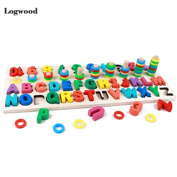 Dla dzieci, Drewniane Zabawki Montessori Zabawka Matematyczna Liczenie Cyfrowych liter Poznanie Mecz Puzzle Zabawki Edukacyjne Zabawki Drewniane Dla Dzieci