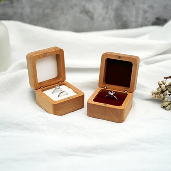 Drewniane Pudełko Na Biżuterię Mała Wiejska Pudełko Na Obrączki Przenośne Etui Na Biżuterię Pudełko Na Pierścionek Handmade Antyczne Pudełko Do Pierścieni