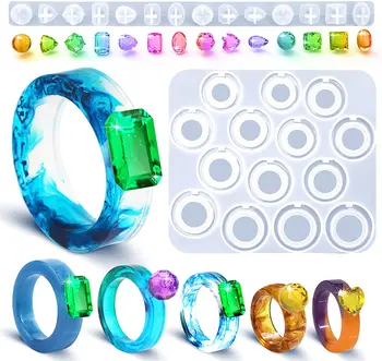 Forma do pierścieni z żywicy do pierścieni z żywicy epoksydowej Silikonowe Formy z 14 różnych Rozmiarach do tworzenia biżuterii DIY Crafts