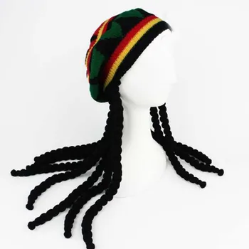 Hip-Hop Czapka Fantazyjny Strój Na Imprezę Hippie bierze Peruka Z Dredami czapka rasta Bob Marley Caribbean bal maskowy Kapelusz