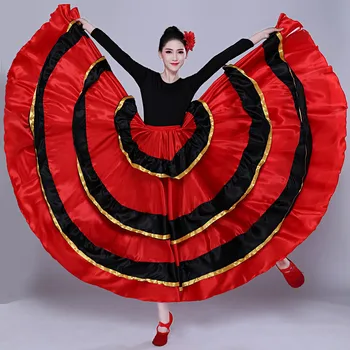 Hiszpański Taniec Klasyczny Garnitur Romany Dance Strój Flamenco dla Kobiet Huśtawka Spódnice walki Byków Widok Brzucha 360/540/720