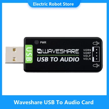 Karta dźwiękowa Waveshare USB, Аудиомодуль USB, Bez sterowników, Zewnętrzny аудиоконвертер dla Raspberry Pi / Jetson Nano