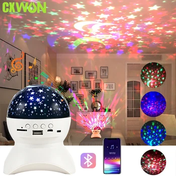 Led Star Projektor Lampka RGB Bluetooth Dysk U Muzyczny Głośnik Sypialnia USB Magiczną Kulę UV Disco Lampa Wieczorne Atmosfera Światła