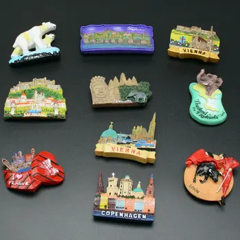 Miniaturowe Magnesy Na Lodówkę do podróży Po świecie Wiedeń, Kopenhaga, Praga Kambodża Norwegia Tajlandia, Hiszpania Salzburg Wystrój Miast Lodówka