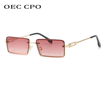 OEC CPO Modne Prostokątne Okulary Damskie Modne okulary Bez Oprawek Małe Kwadratowe okulary Dla Kobiet UV400 Odcienie dla Mężczyzn Okulary O767