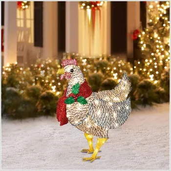 Ozdoba choinkowa Świecące Kurczak z Szalikiem Świąteczne Dekoracje Zewnętrzne Ornament Kura 2022 boże Narodzenie Halloween