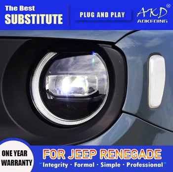 Reflektor AKD dla Jeep Renegade Led Reflektor 2015-2021 Reflektory Renegade DRL Kierunkowskaz Światła Obiektyw Projektora Angel Eye