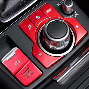 Samochodowy Stylizacja Hamulec Ręczny Hamulec Postojowy AUTO HOLD i Multimedialna Przycisk Pokrywa Ramka Nakładka Naklejka Dla Mazda 3 Axela CX-4 CX-5 LHD