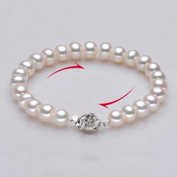 Sinya perły bransoletki strand dla kobiet z wysokim połyskiem naturalne słodkowodne perły 9-10 mm gorąca sprzedaż biżuteria z cienkiego pereł