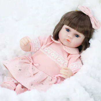 Sztuczna Lalka Zabawka dla Dzieci Emalia Odrodzenie Lalka Różową Sukienkę Dziecko Uspokaja Śpiącą Lalkę Prezent 42cm