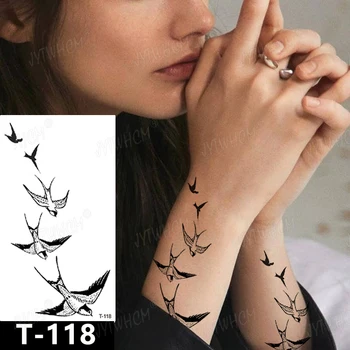 Tymczasowe Tatuaże Naklejki Wodoodporne Linii Sześciokąty Wskaźniki Astrologiczne Fałszywe Tatuaże, Body Art Uroda Zdrowie Tatuaże dla Kobiet