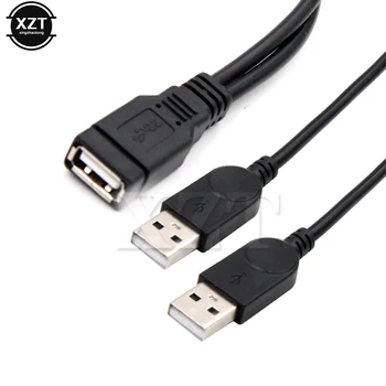 USB 2.0 Podwójna Listwa zasilająca Przedłużacz USB 2.0 A-2 Podwójny adapter USB Żeński-męski Kabel do transmisji danych Hub Kabel zasilania