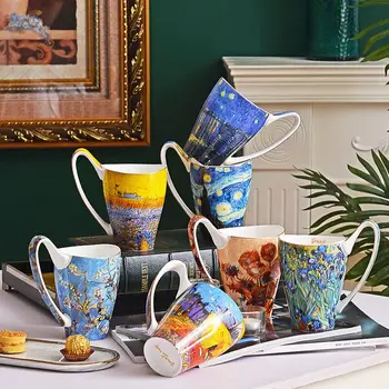 Van Gogh Vincent filiżanka do Kawy Boneguard Porcelana Filiżanki i Kubki Gwiaździsta Noc Retro Naczynia Do Napojów Kubek Ceramiczny Dekoracja Stołu Prezent Na Urodziny