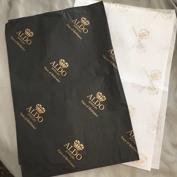 Wykonane na zamówienie papier pakowy do pakowania bibuły czarno-biała z nałożonym własnym logo